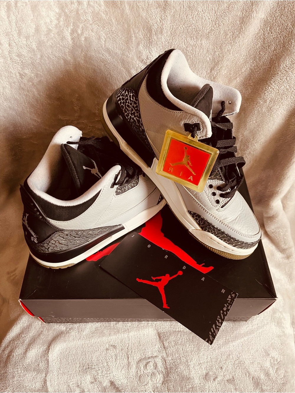 (Men’s) Air Jordan Retro 3 Wolf Grey/Metallic/Black/White with Silver Accent